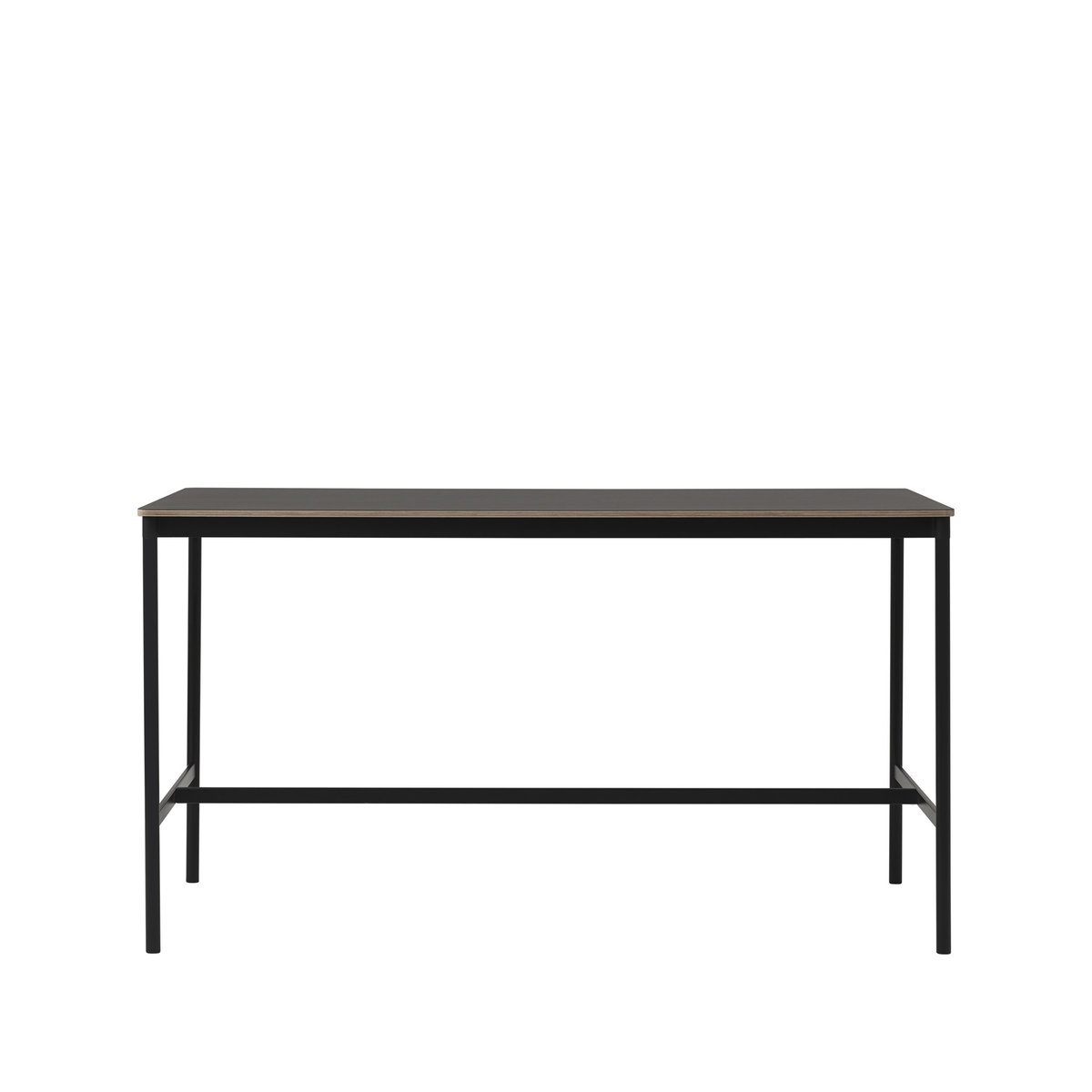 Muuto Base High -baaripöytä Black linoleum musta runko vanerireuna l 85 p 190 k 105