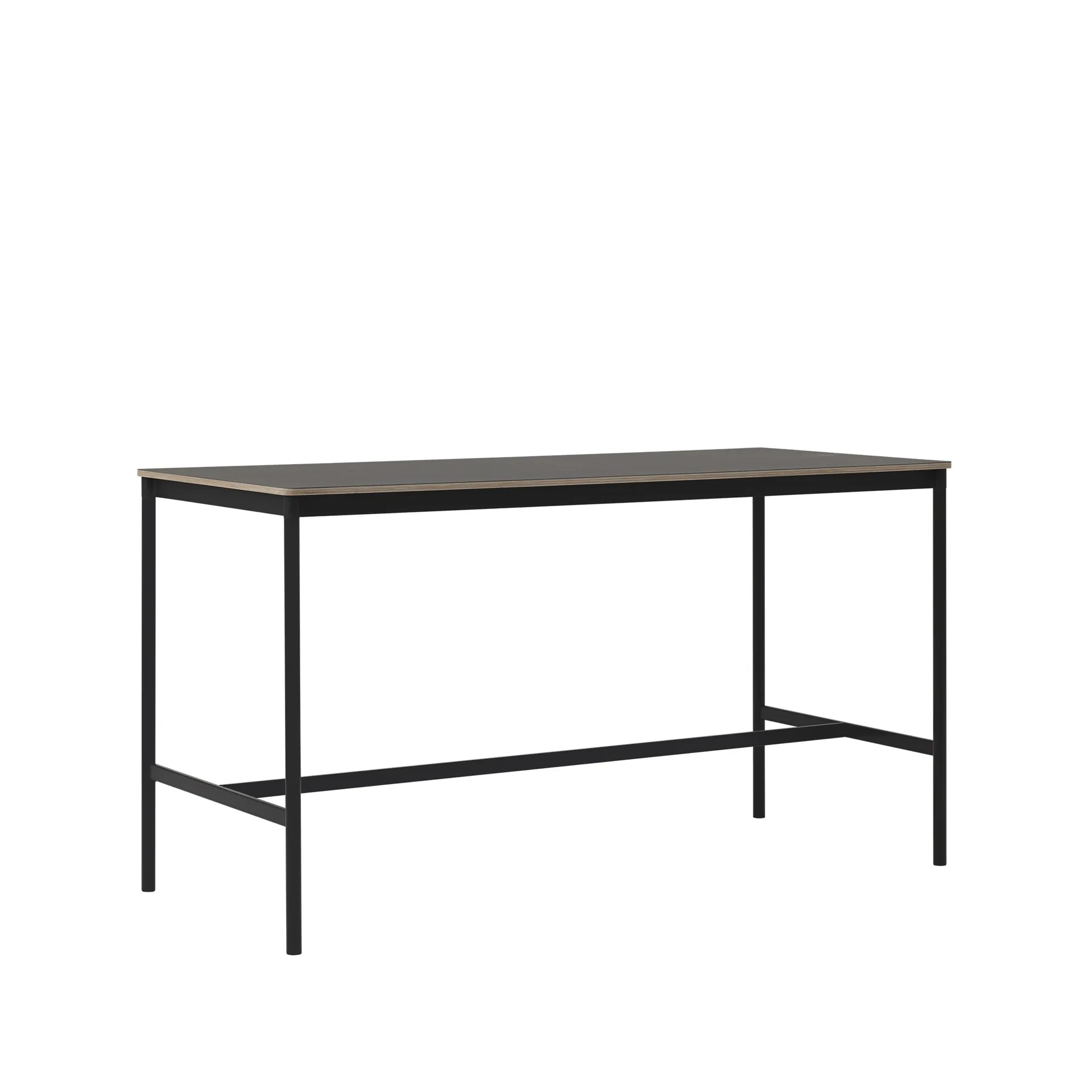 Base High -baaripöytä, Black linoleum, musta runko, vanerireuna, l 85 p 190 k 105 Muuto