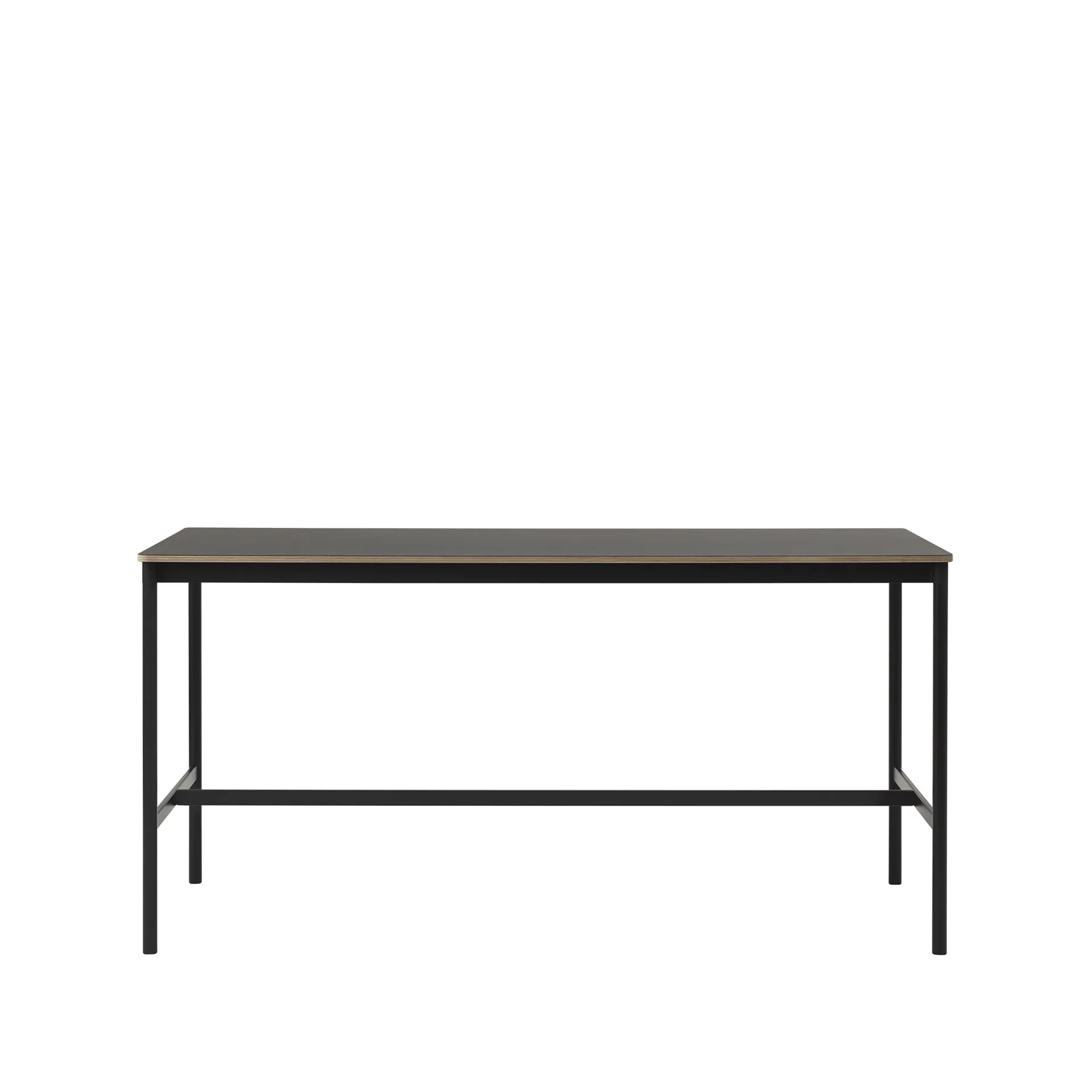 Base High -baaripöytä, Black linoleum, musta runko, vanerireuna, l 85 p 190 k 95 Muuto