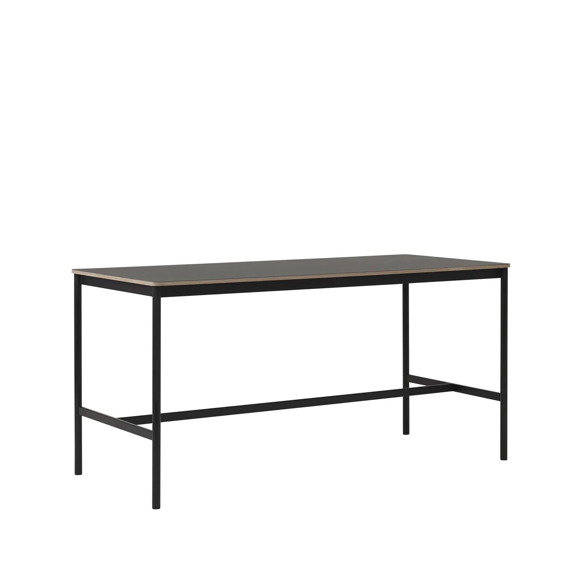 Base High -baaripöytä, Black linoleum, musta runko, vanerireuna, l 85 p 190 k 95 Muuto