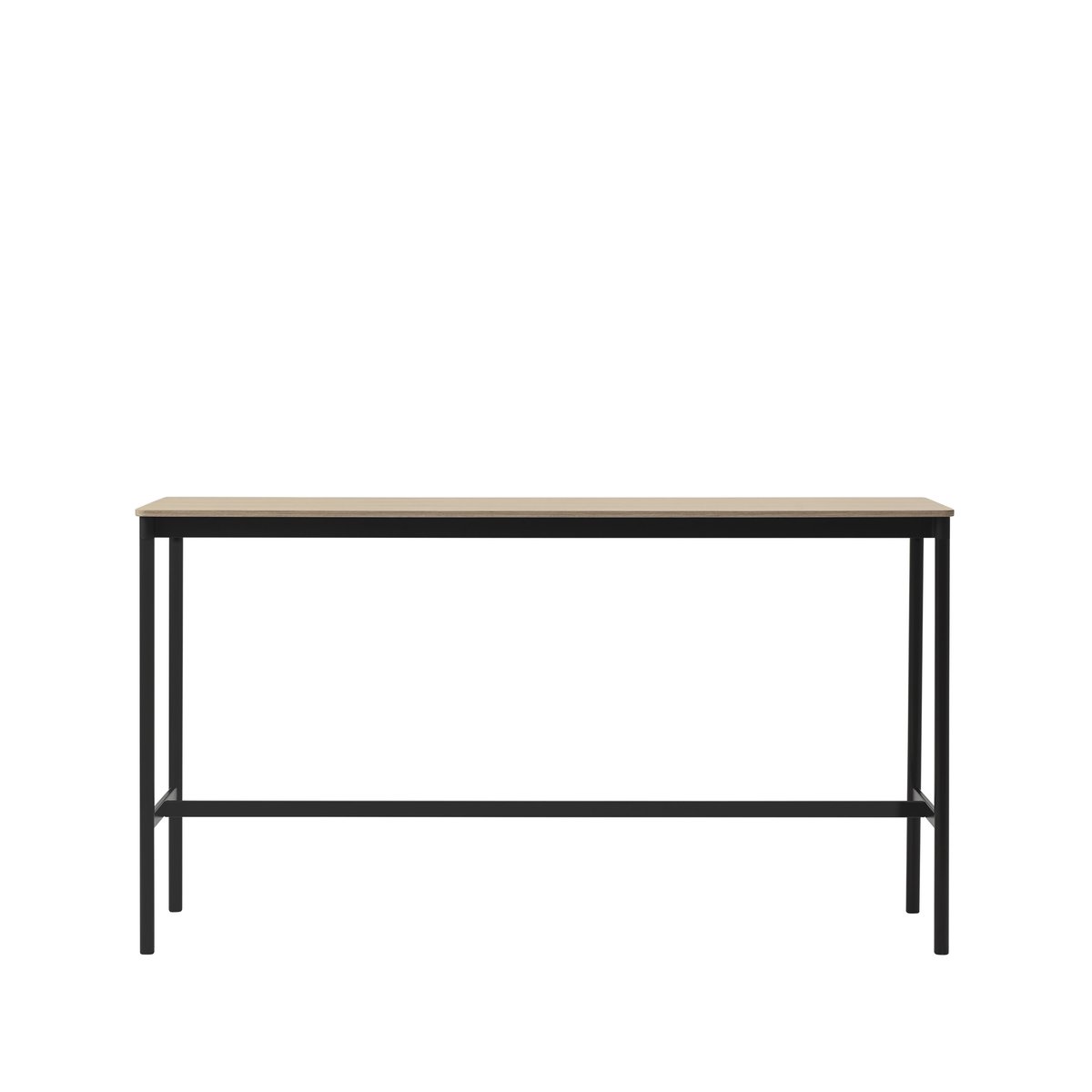 Muuto Base High -baaripöytä Oak, musta runko, vanerireuna, l 50 p 190 k 105