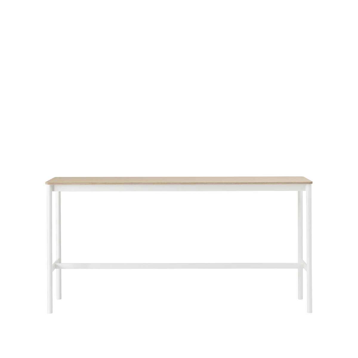 Muuto Base High -baaripöytä Oak, valkoinen runko, vanerireuna, l 50 p 190 k 95