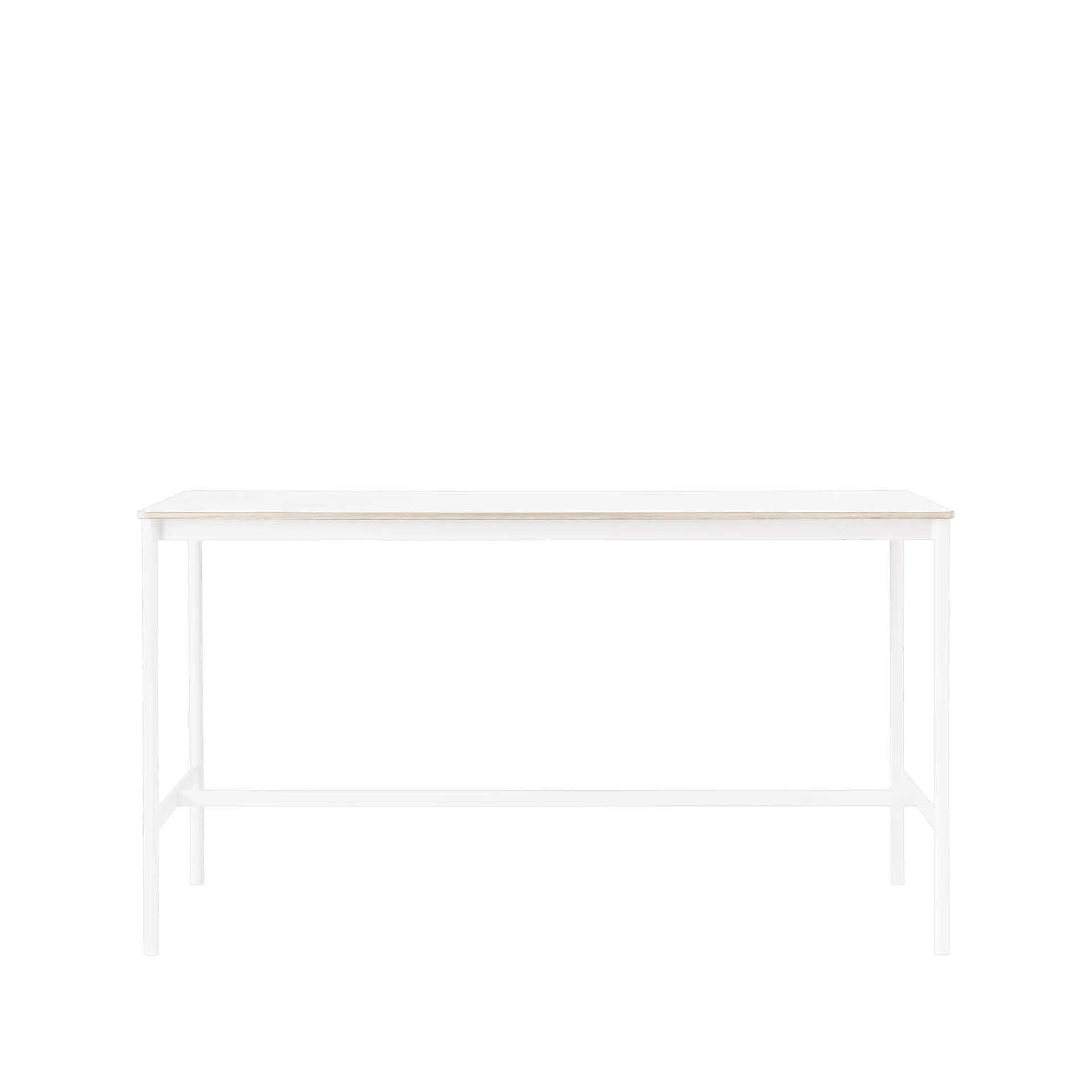 Base High -baaripöytä, White laminate, valkoinen runko, vanerireuna, l 85 p 190 k 105 Muuto