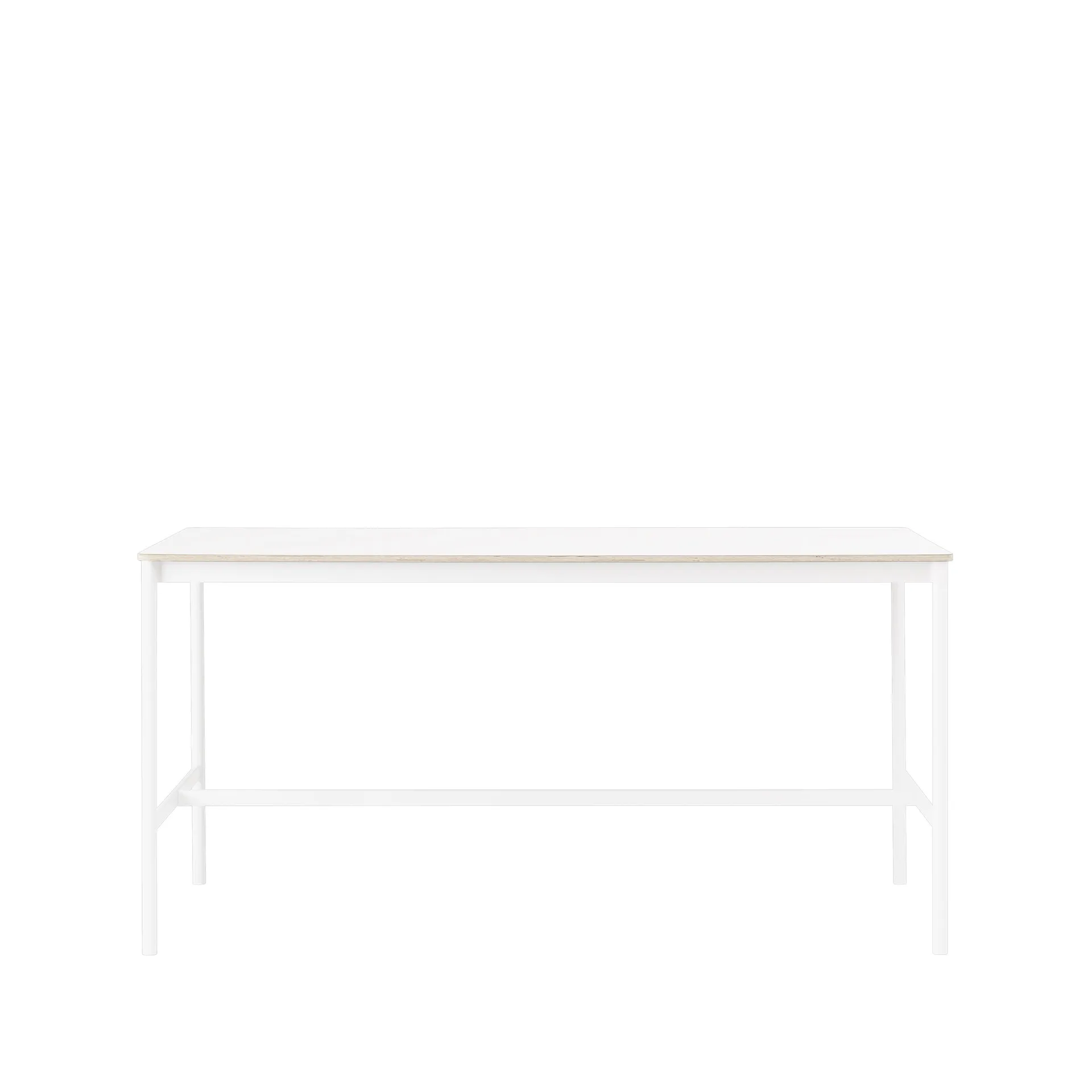 Base High -baaripöytä, White laminate, valkoinen runko, vanerireuna, l 85 p 190 k 95 Muuto