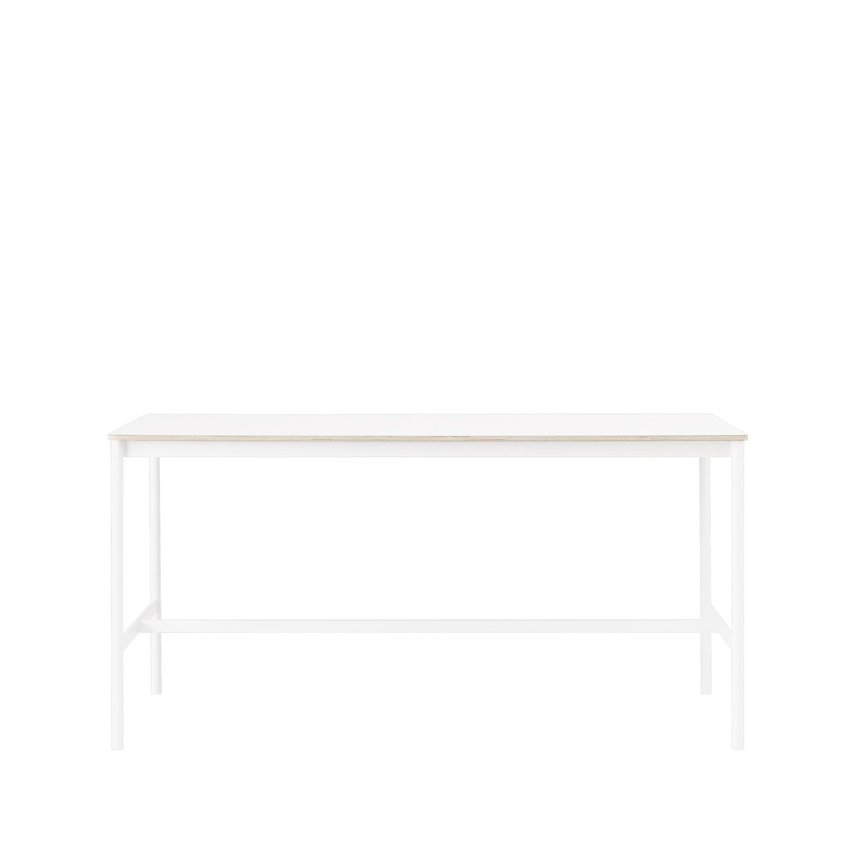 Muuto Base High -baaripöytä White laminate, valkoinen runko, vanerireuna, l 85 p 190 k 95