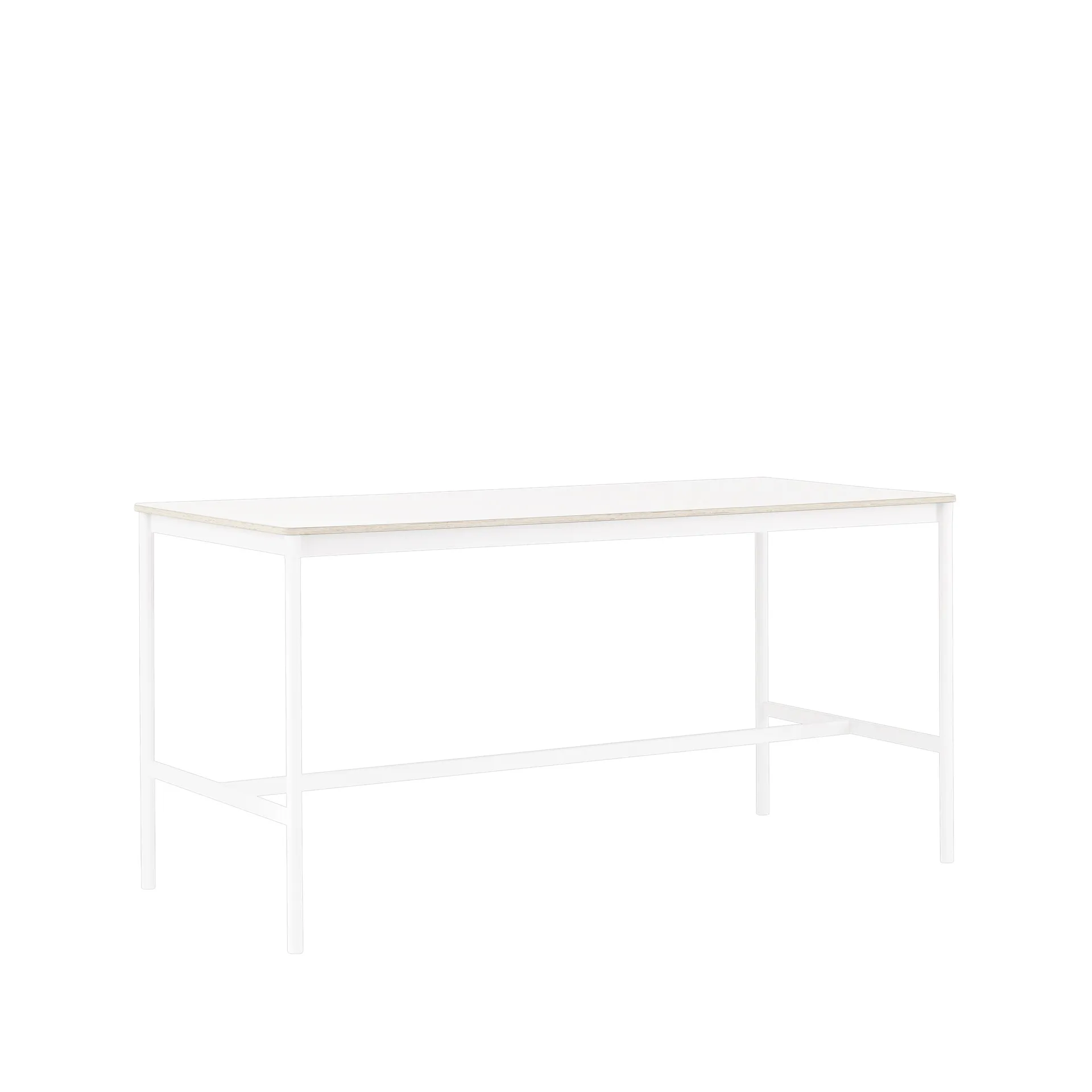 Base High -baaripöytä, White laminate, valkoinen runko, vanerireuna, l 85 p 190 k 95 Muuto
