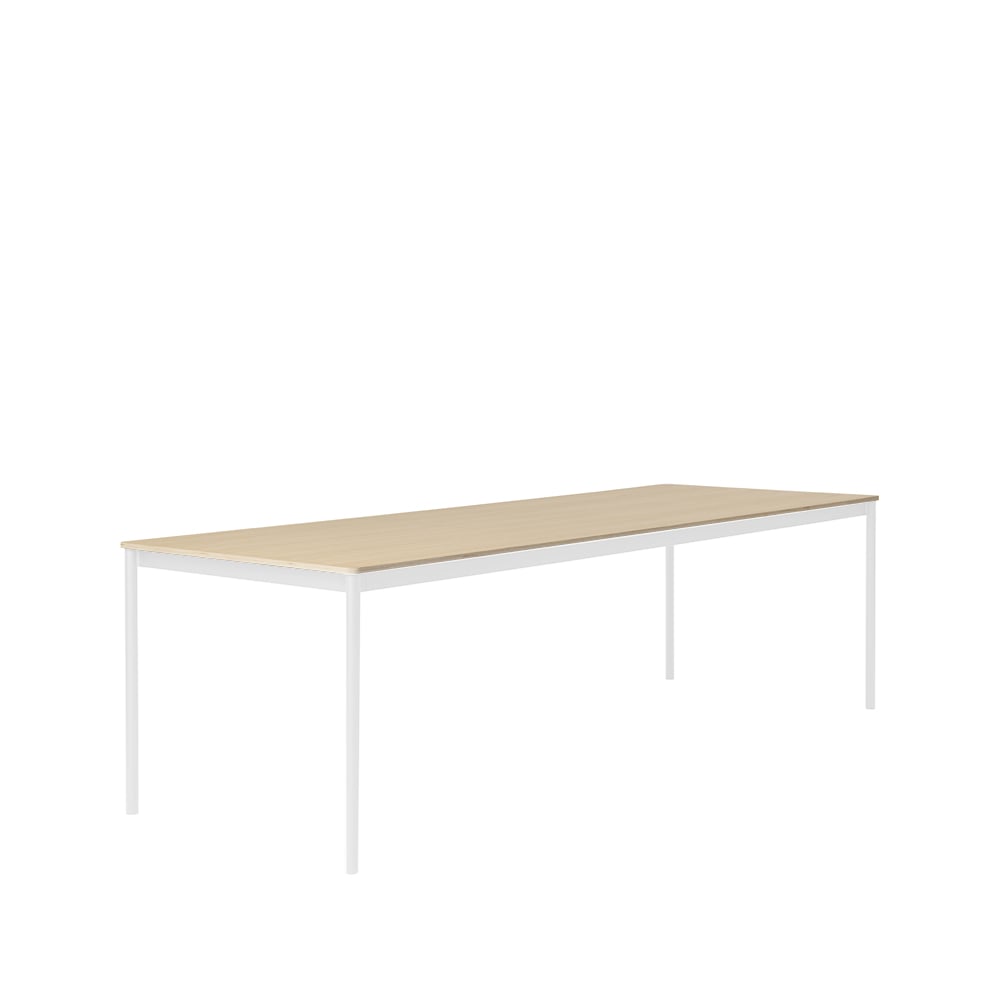 Muuto Base ruokapöytä Oak, valkoinen runko, vanerireuna, 250 x 90 cm