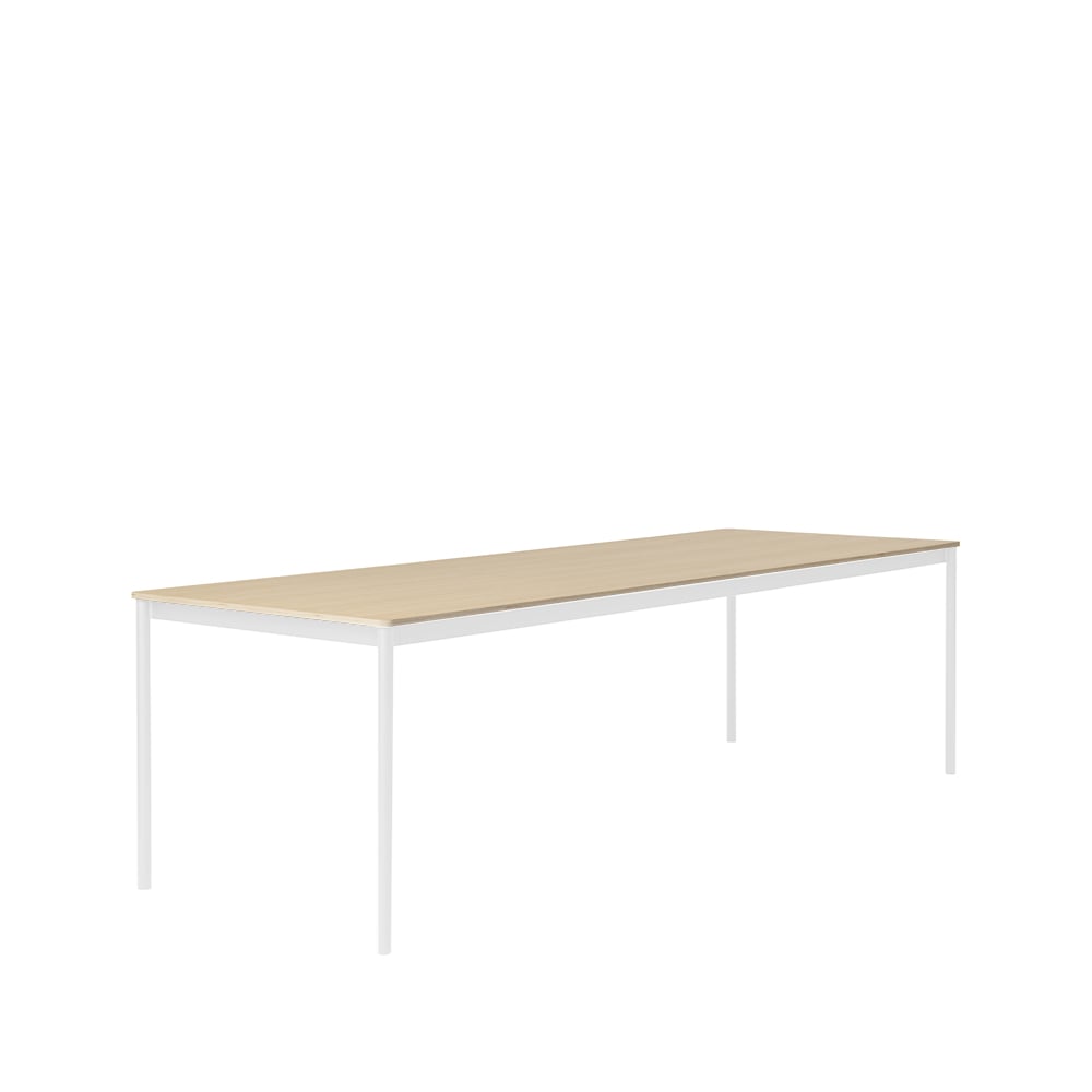 Muuto Base ruokapöytä Oak valkoinen runko vanerireuna 250 x 90 cm