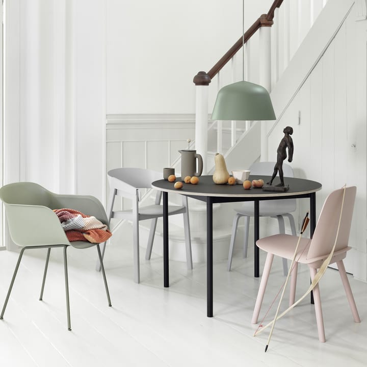 Base ruokapöytä pyöreä Ø 110 cm, White laminate-Plywood-White Muuto