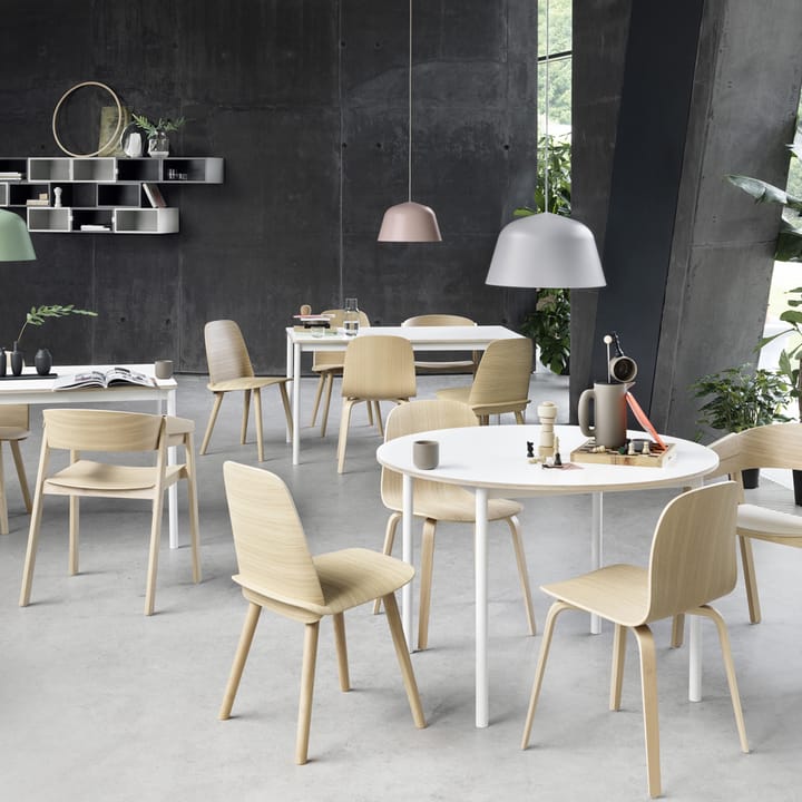 Base ruokapöytä pyöreä Ø 110 cm, White laminate-Plywood-White Muuto