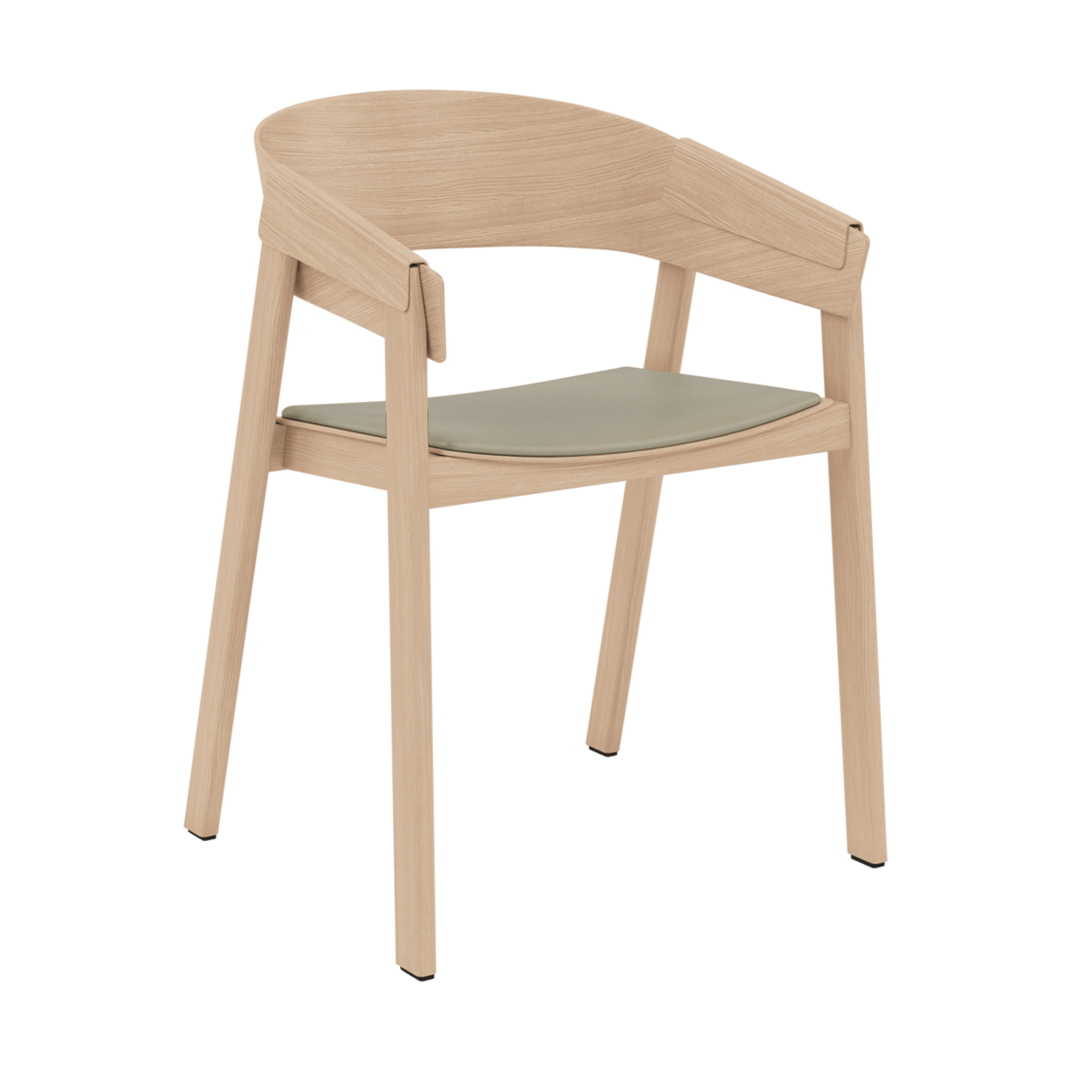 Muuto Cover Armchair -käsinojallinen tuoli nahkaisella istuinosalla Refine leather stone-oak