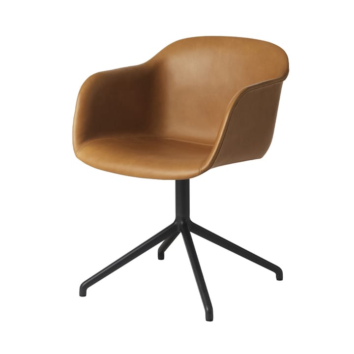 Fiber armchair swivel base toimistotuoli - Cognac, musta runko - Muuto