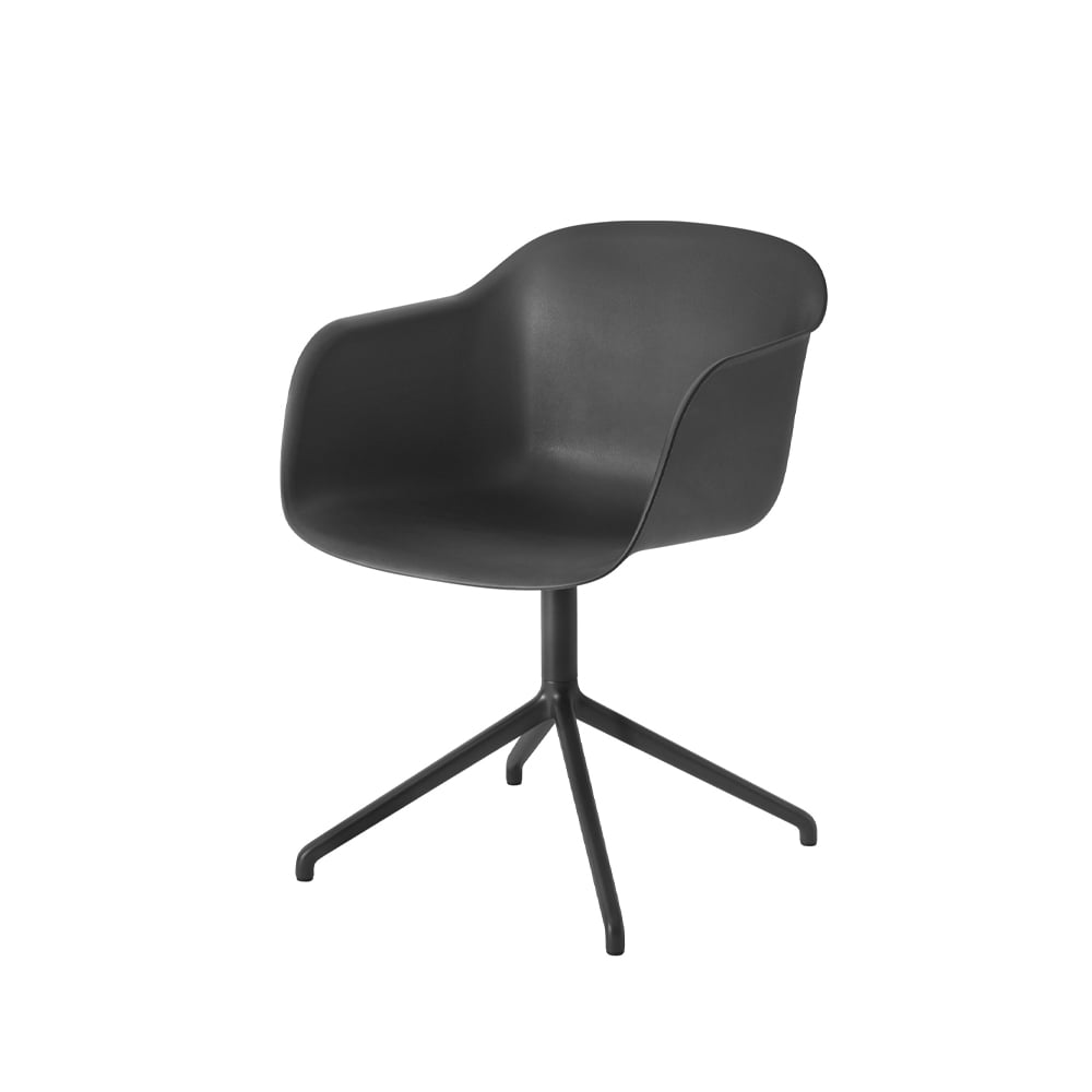 Muuto Fiber armchair swivel base with return toimistotuoli Black musta runko