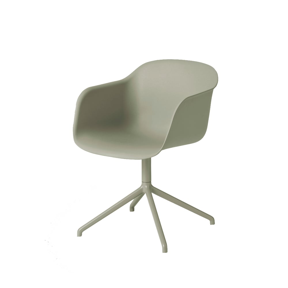 Muuto Fiber armchair swivel base with return toimistotuoli Dusty green, vihreä runko