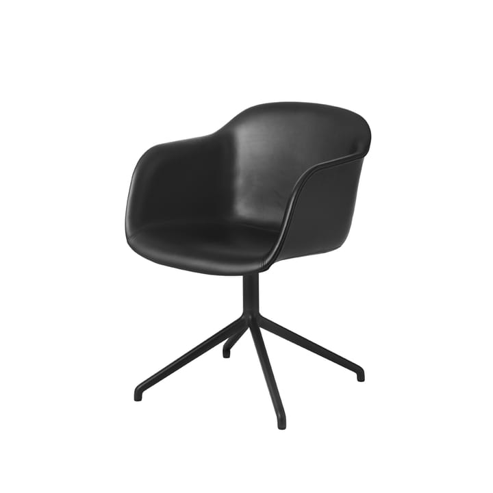 Fiber armchair swivel base with return toimistotuoli - Musta nahka-musta runko - Muuto
