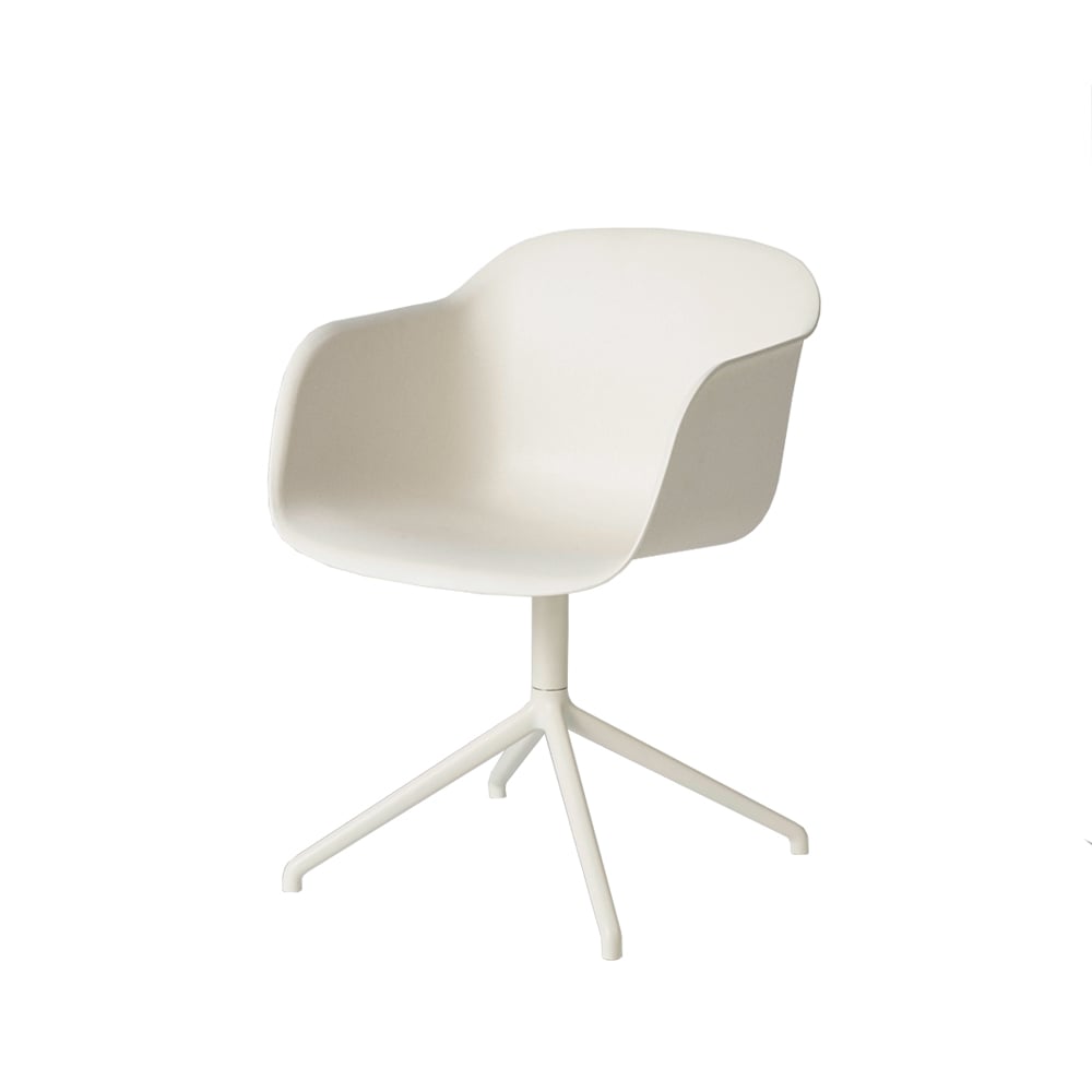 Muuto Fiber armchair swivel base with return toimistotuoli White, valkoinen runko