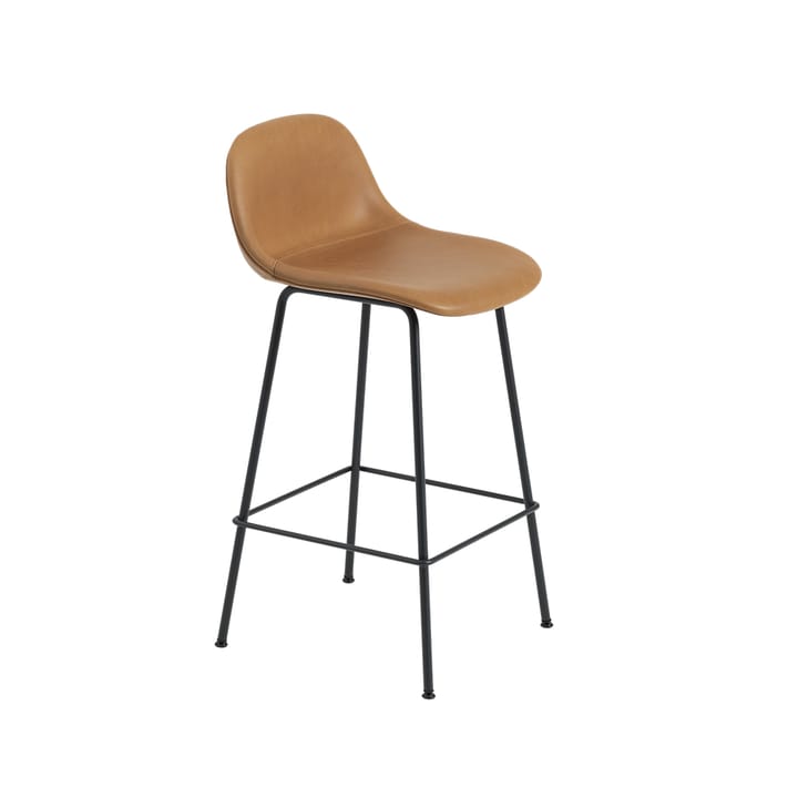 Fiber baarituoli metallijalat - Refine leather cognac-Black - Muuto