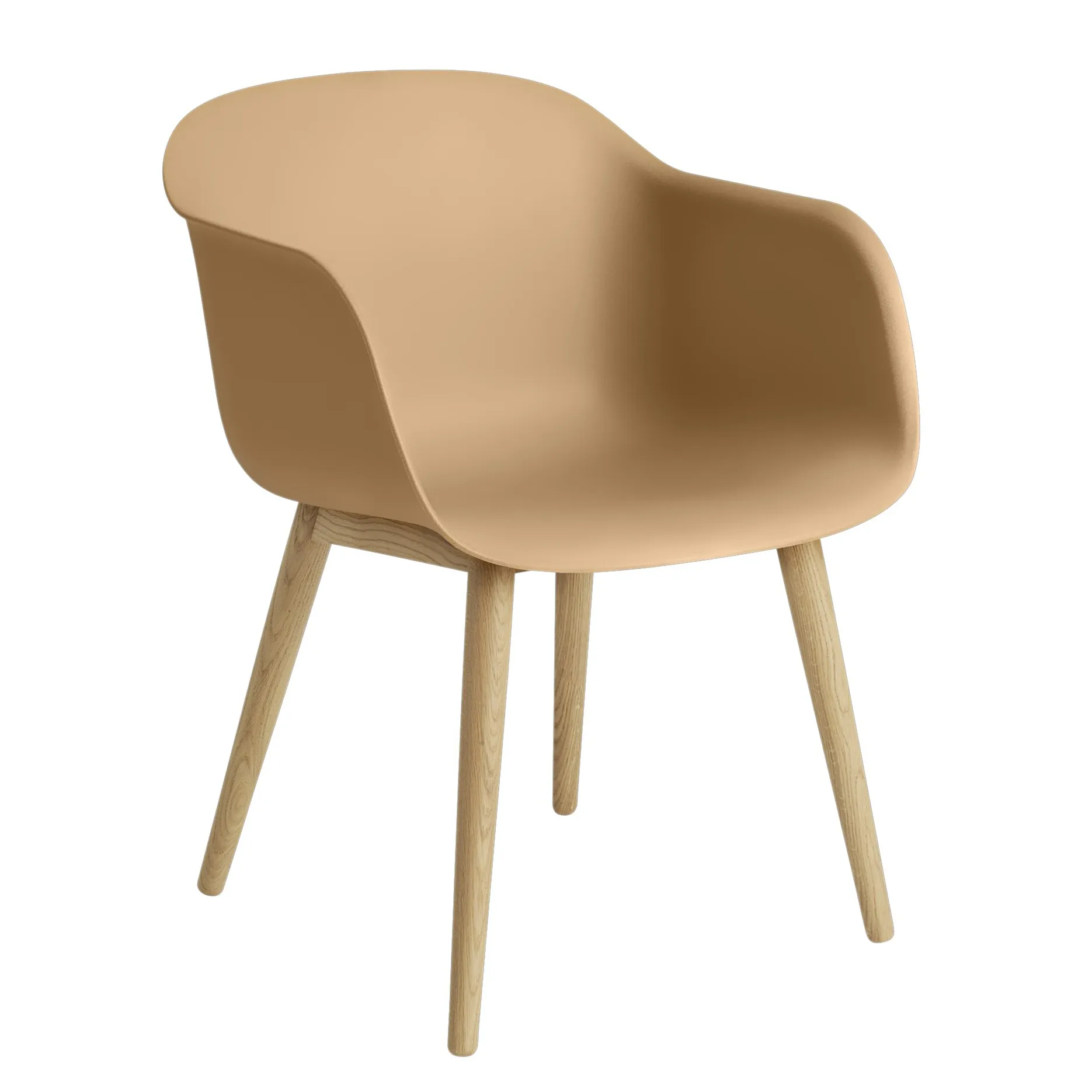 Fiber Chair tuoli käsinojilla ja puujaloilla, Ochre-oak Muuto
