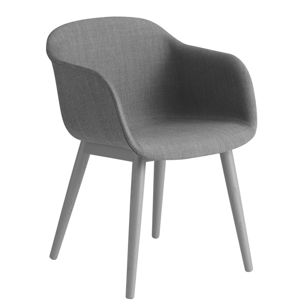 Muuto Fiber Chair tuoli käsinojilla ja puujaloilla Remix 133-grey