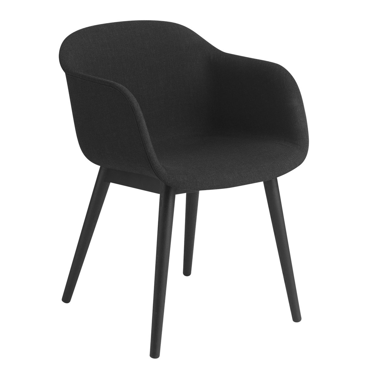 Muuto Fiber Chair tuoli käsinojilla ja puujaloilla Remix 183-black
