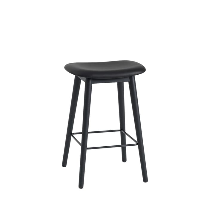 Fiber counter stool 65 cm - Nahka black, mustat jalat - Muuto