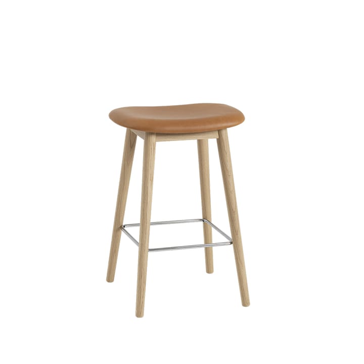 Fiber counter stool 65 cm - Nahka cognac, tammijalat - Muuto