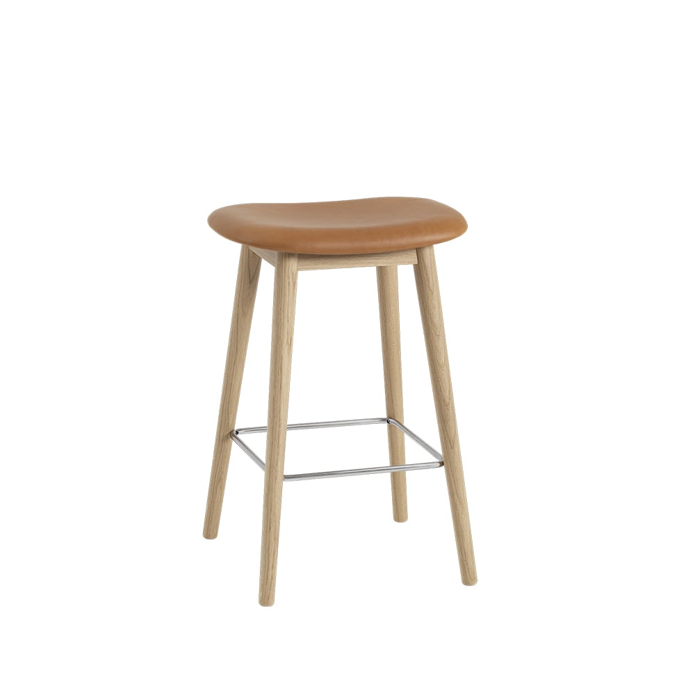 Muuto Fiber counter stool 65 cm Nahka cognac, tammijalat
