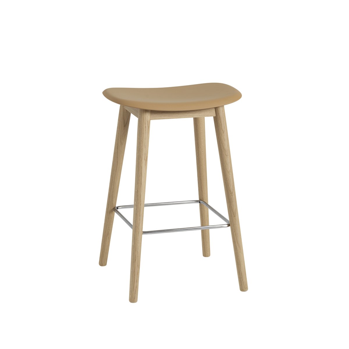Muuto Fiber counter stool 65 cm Ochre, tammijalat | Skandinaavinen Sisustus | Baarijakkarat | Keltainen