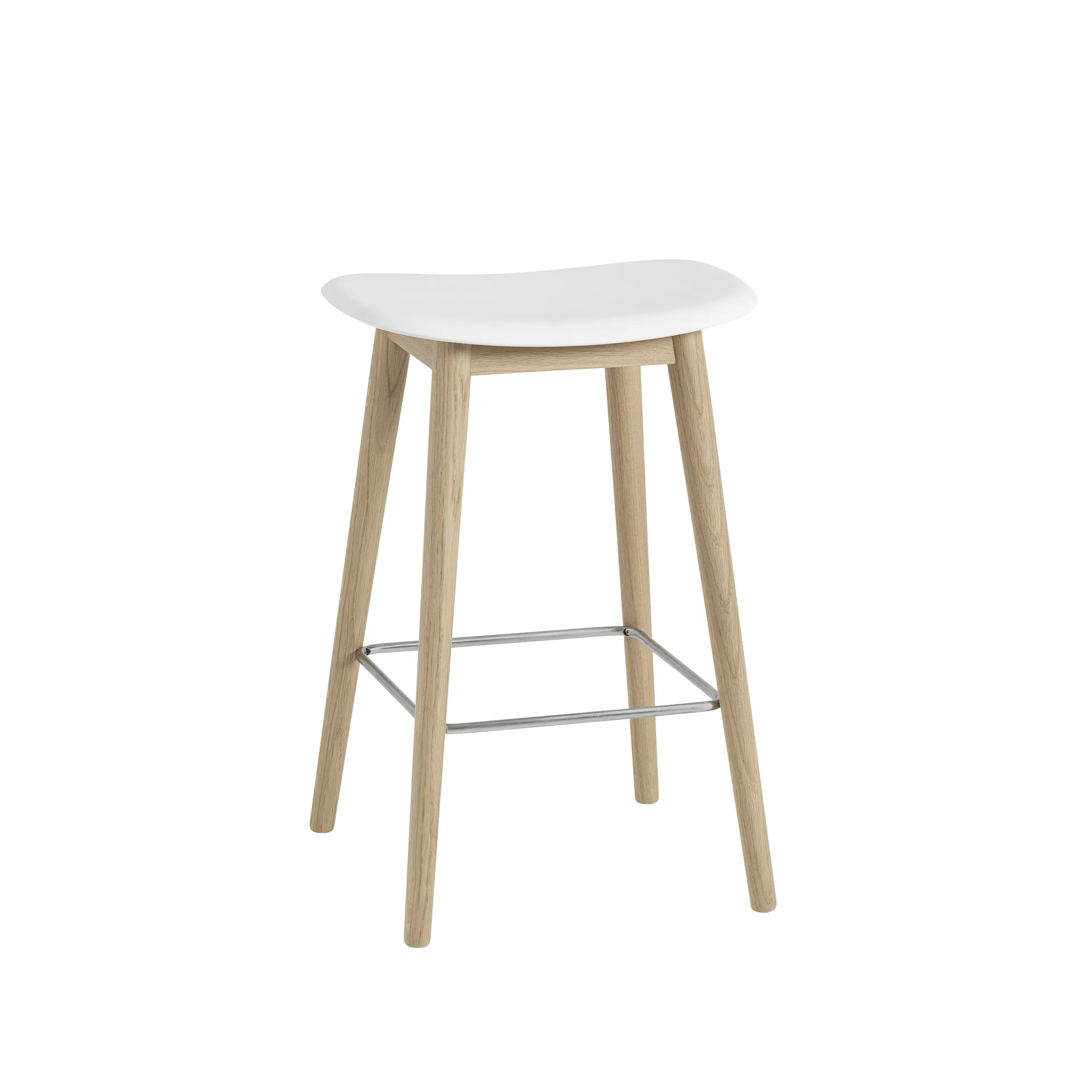 Fiber counter stool 65 cm, White, tammijalat Muuto