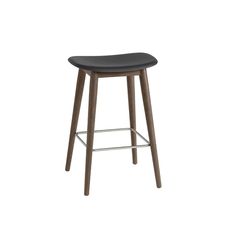Fiber counter stool 75 cm - Black, tummanruskeaksi petsatut jalat - Muuto