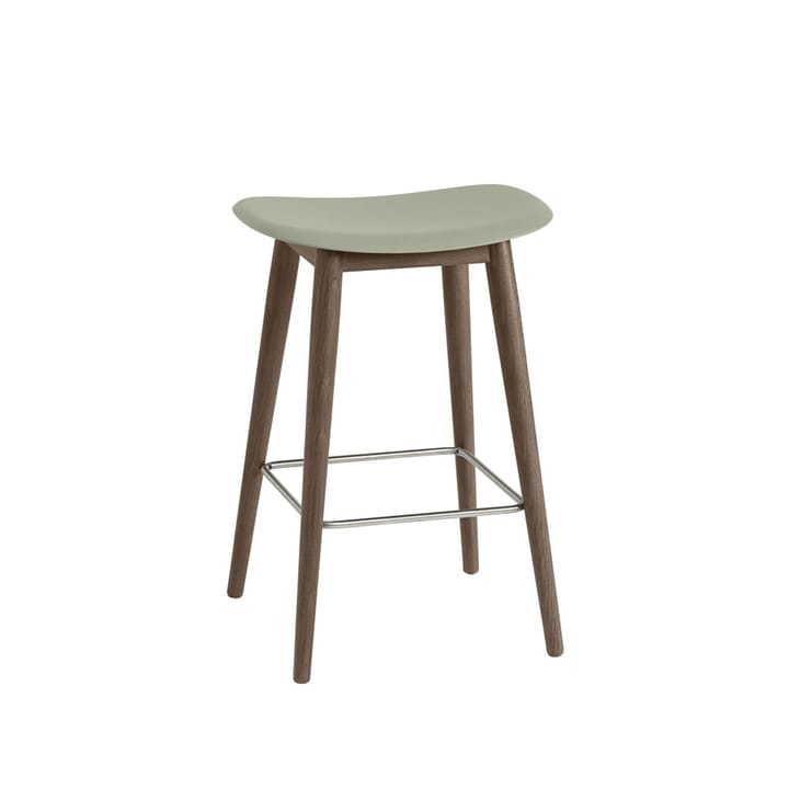 Fiber counter stool 75 cm - Dusty green, tummanruskeaksi petsatut jalat - Muuto