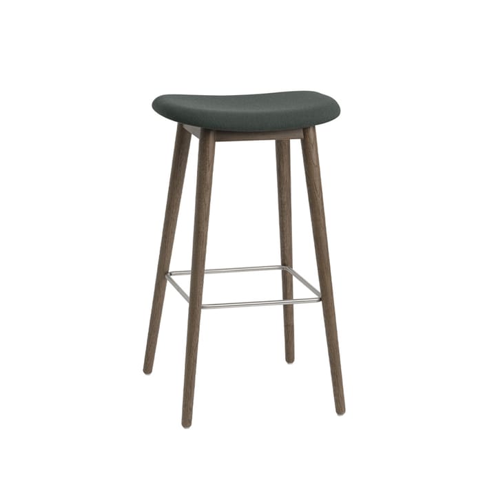 Fiber counter stool 75 cm - Kangas twill weave 990 dark green, ruskeaksi petsatut tammijalat - Muuto