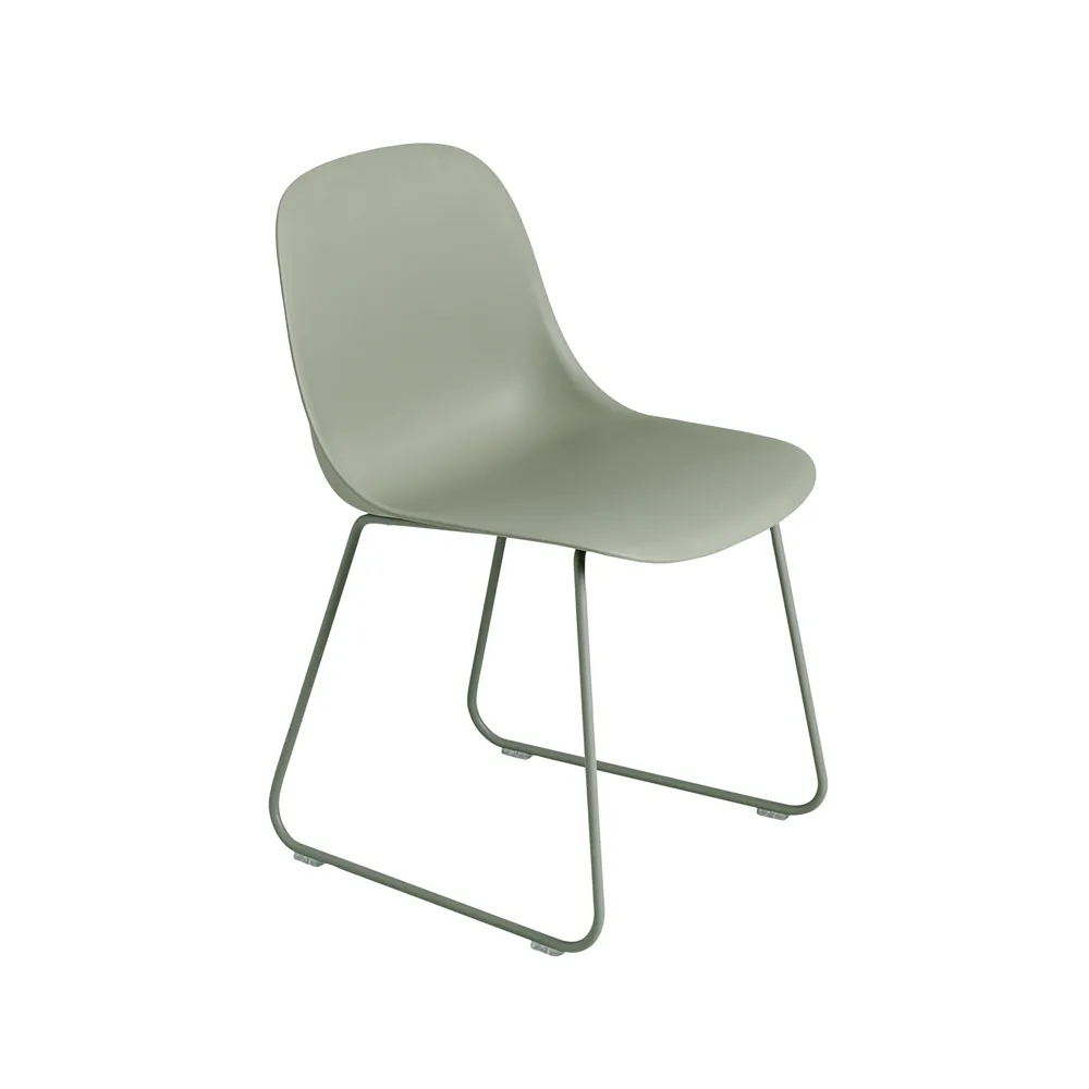 Fiber käsinojallinen tuoli sled base, Dusty green, vihreät jalat Muuto