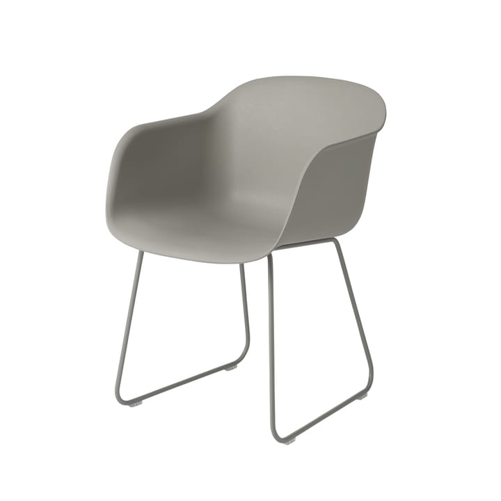 Fiber käsinojallinen tuoli sled base - Grey, harmaat jalat - Muuto