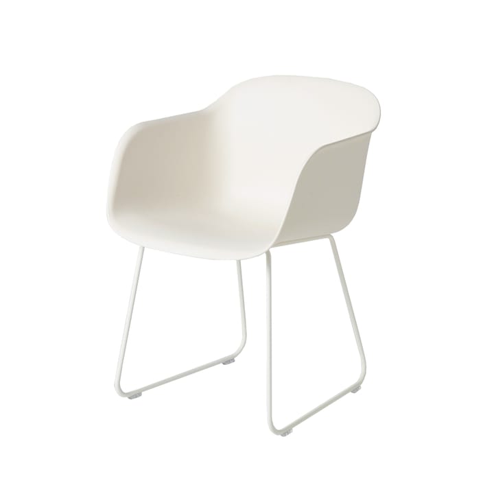 Fiber käsinojallinen tuoli sled base - Natural white, valkoiset jalat - Muuto