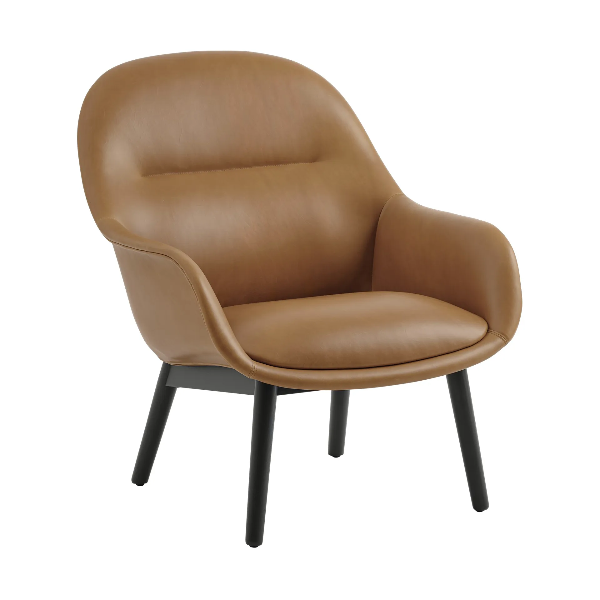 Fiber Lounge nojatuoli tammijaloilla, Refine leather cognac-black Muuto