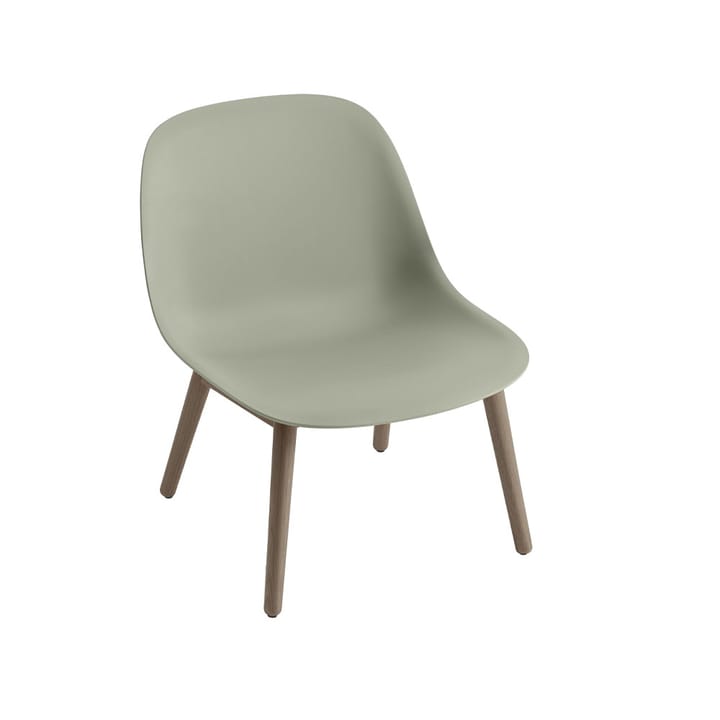 Fiber loungetuoli wood base - Dusty green, tummanruskeaksi petsatut jalat - Muuto