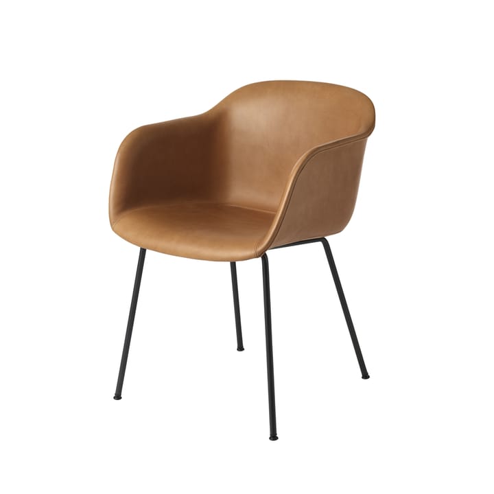 Fiber nojatuoli tube base - Refine leather cognac-Black - Muuto