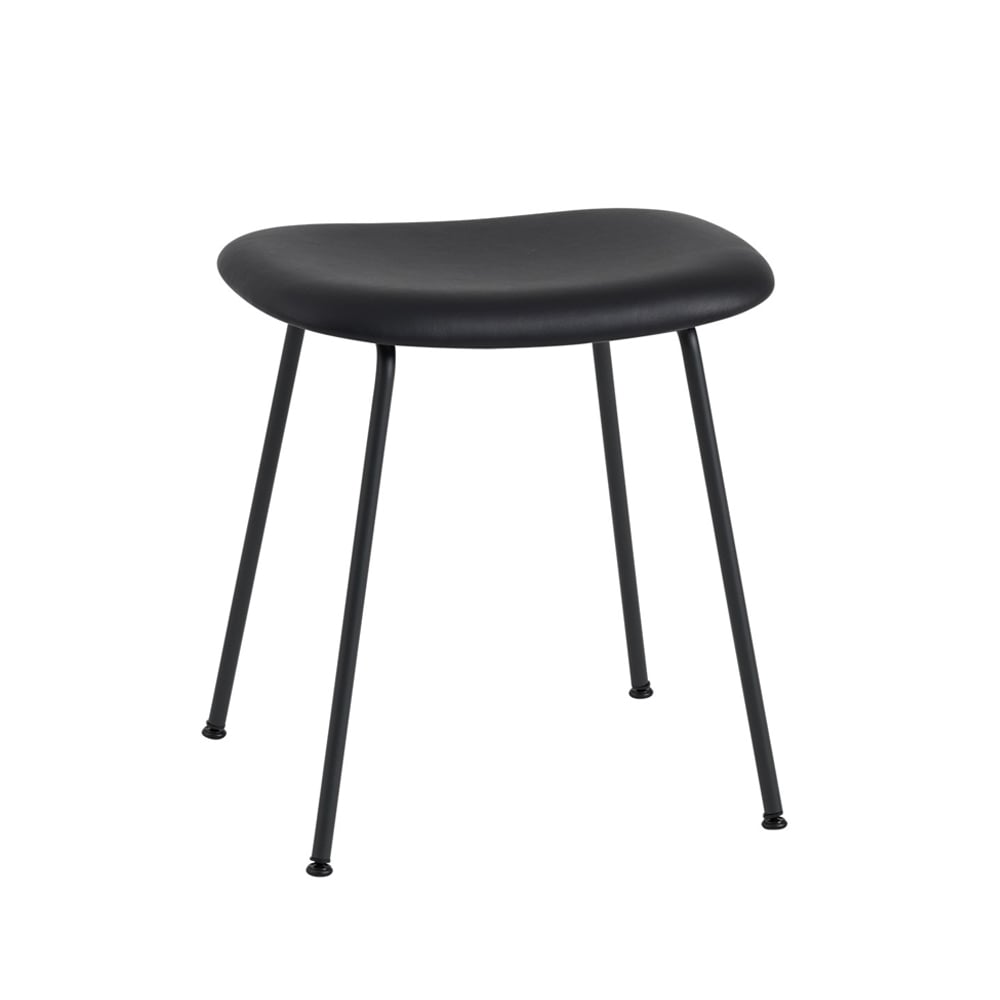 Muuto Fiber rahi Nahka black, musta teräsrunko | Skandinaavinen Sisustus | Jakkarat | Musta
