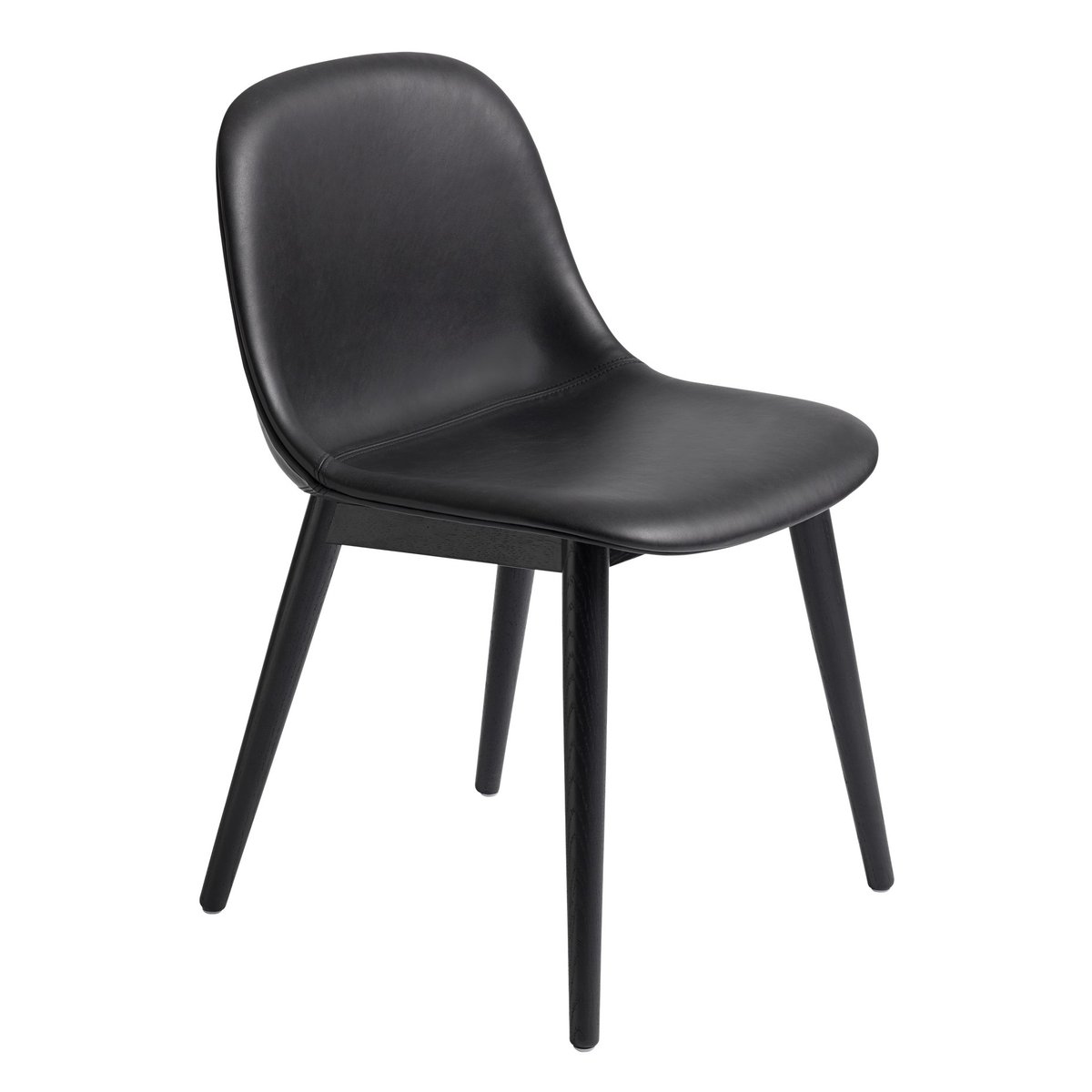 Muuto Fiber Side Chair tuoli Black leather-black | Skandinaavinen Sisustus | Tuolit | Musta
