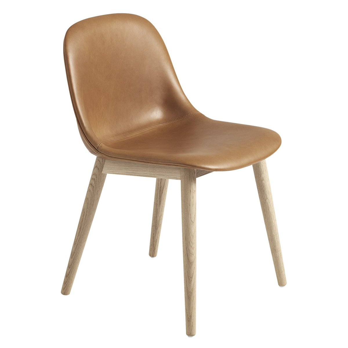 Muuto Fiber Side Chair tuoli Cognac leather-oak | Skandinaavinen Sisustus | Tuolit | Ruskea