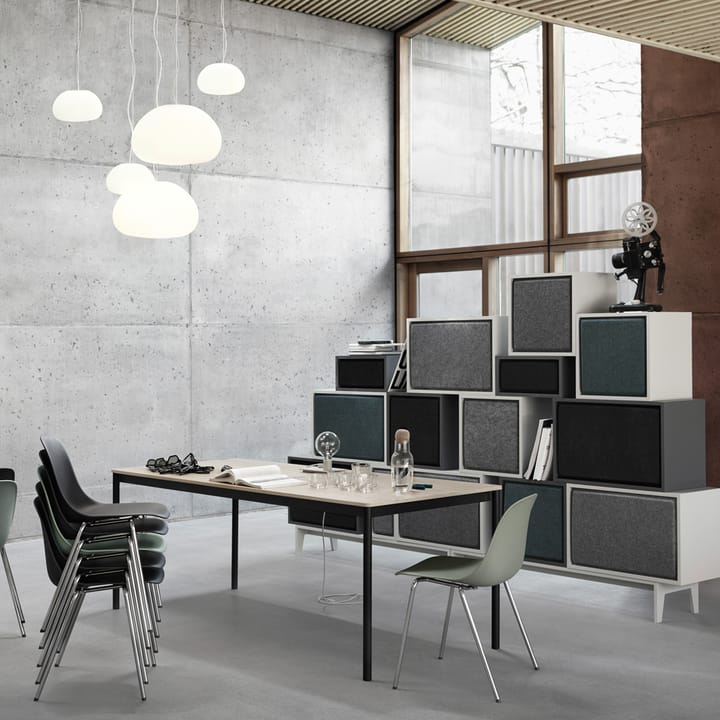 Fiber tuoli teräsjalat, muovinen istuinosa, Dusty green-Green Muuto