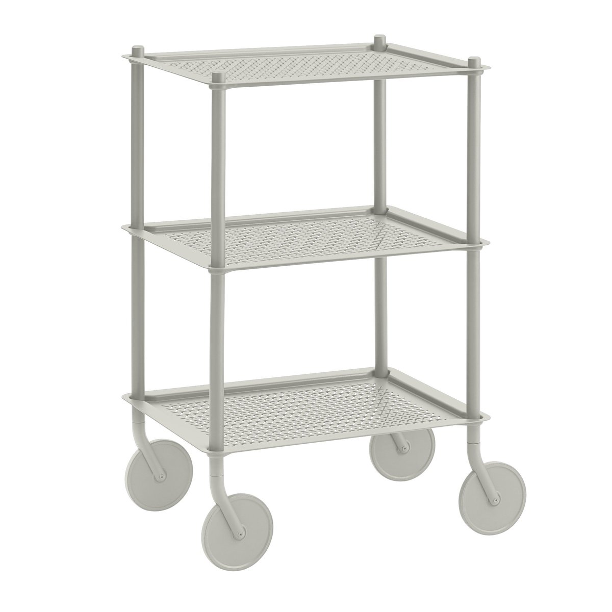 Muuto Flow 3-layer vaunu 90 cm Harmaa | Skandinaavinen Sisustus | Rullavaunut & Tarjoiluvaunut | Harmaa