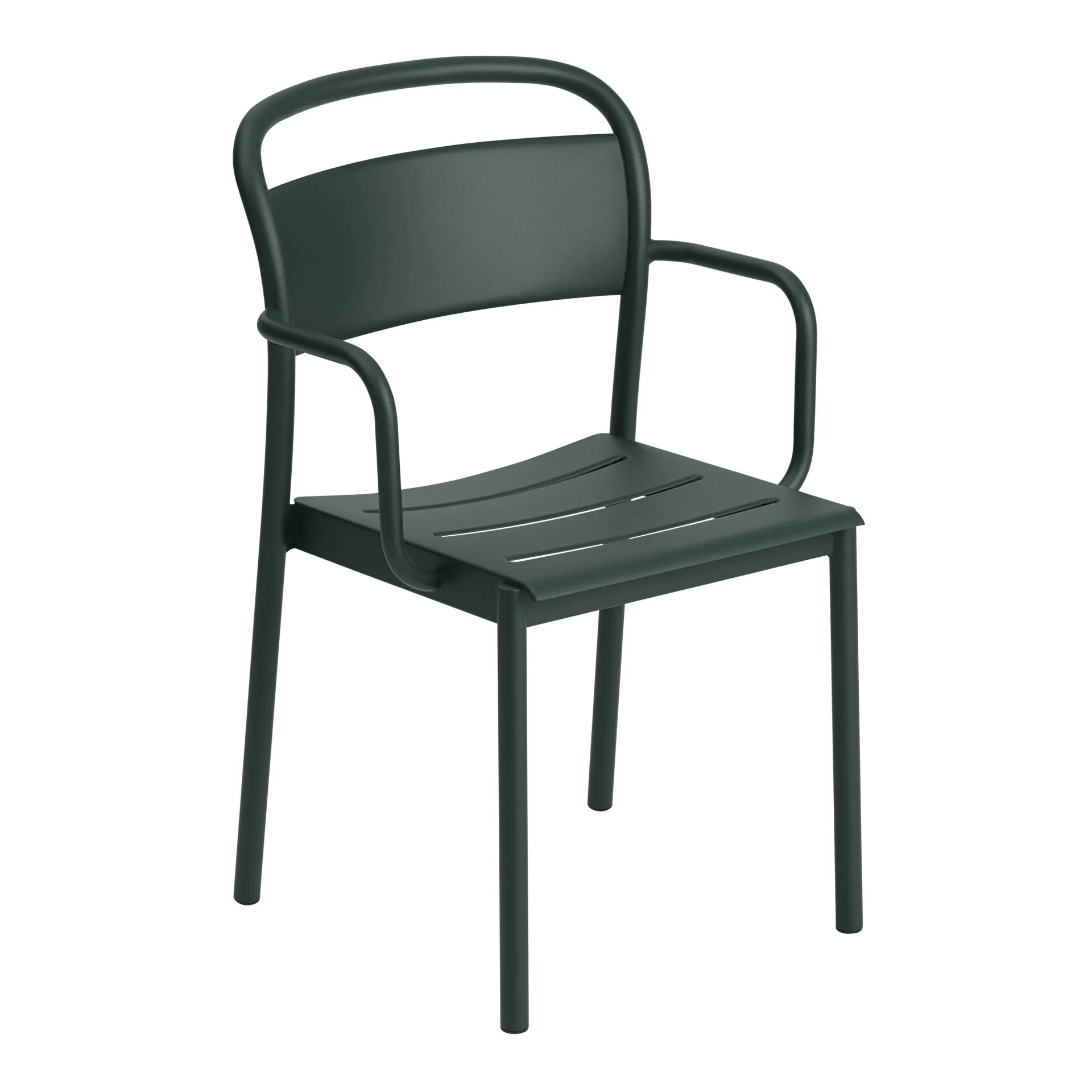 Linear steel armchair -käsinojallinen tuoli, Dark green Muuto