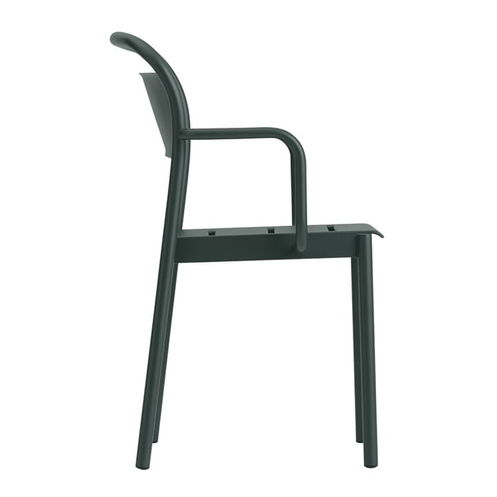 Linear steel armchair -käsinojallinen tuoli, Dark green Muuto