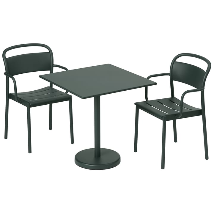 Linear steel armchair -käsinojallinen tuoli, Dark green Muuto