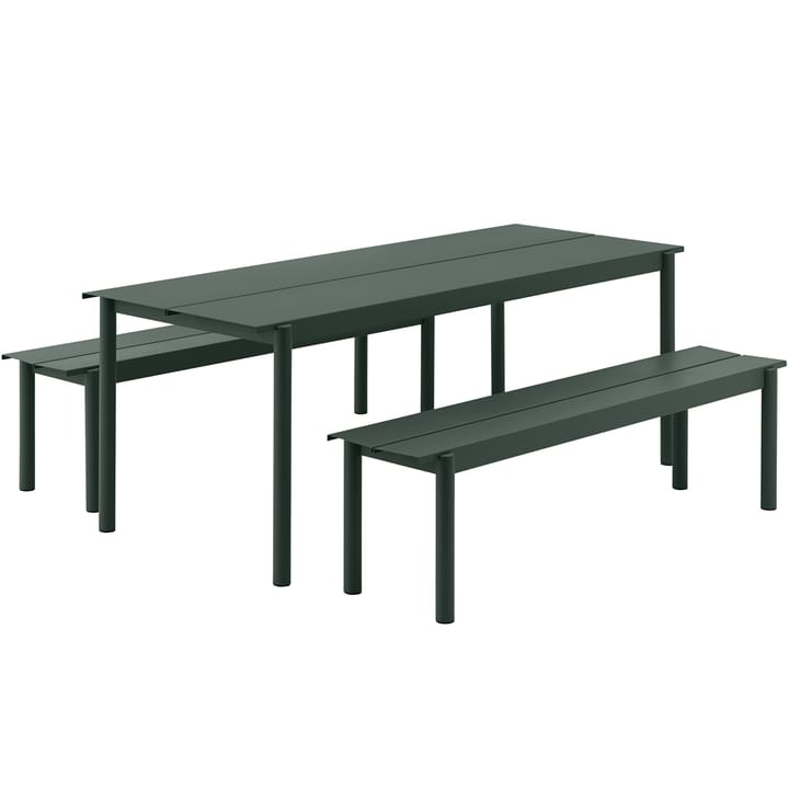 Linear steel bench -penkki 170 x 34 cm - Tummanvihreä - Muuto