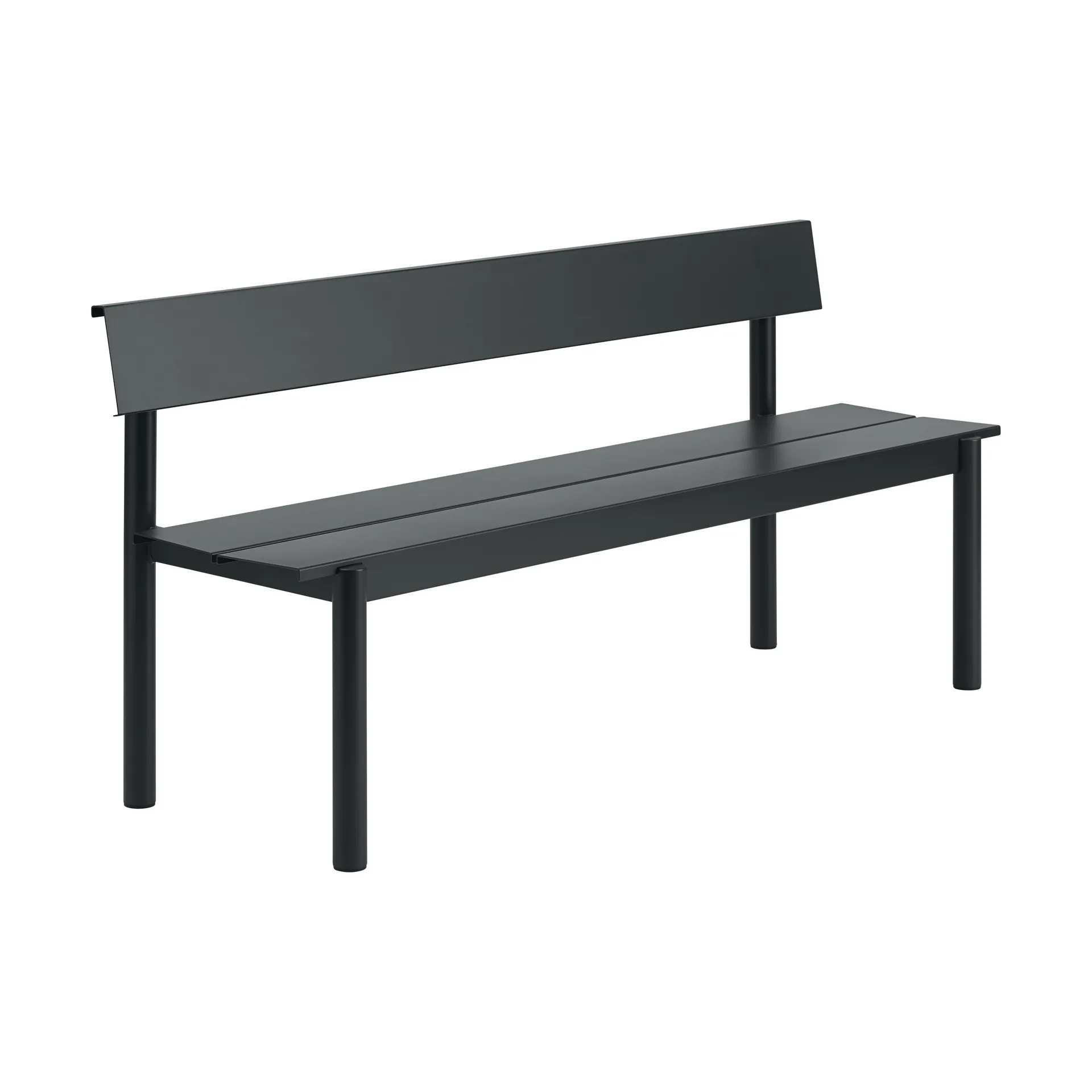 Linear Steel penkki selkänojalla, Black, 170x34 cm Muuto