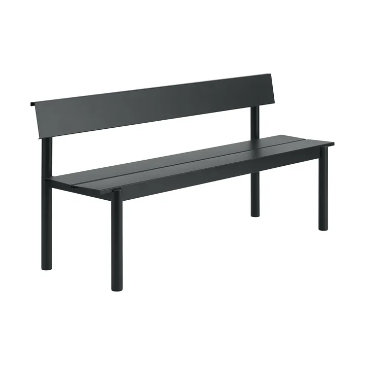 Linear Steel penkki selkänojalla - Black, 170x34 cm - Muuto