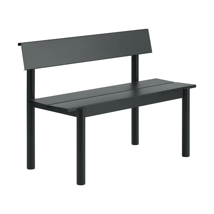 Linear Steel penkki selkänojalla - Musta, 110×34 cm - Muuto